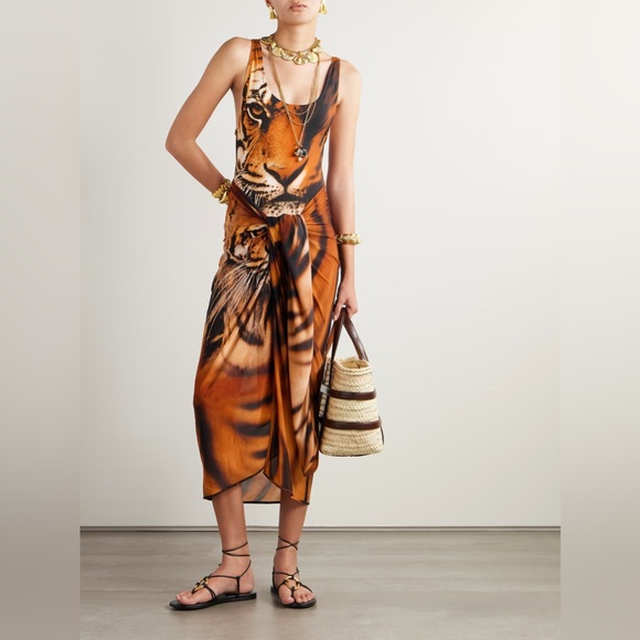SKIMS Other - Skims x Roberto Cavalli Pareo Sarong Skirt Tiger Face Swim Cover up Tie Dress